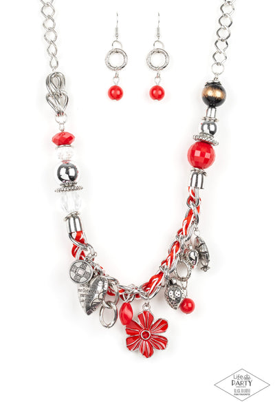 Paparazzi Accessories Charmed, I Am Sure - Red Necklace & Earrings 