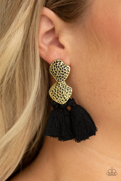 Paparazzi Accessories Tenacious Tassel - Black Earrings 