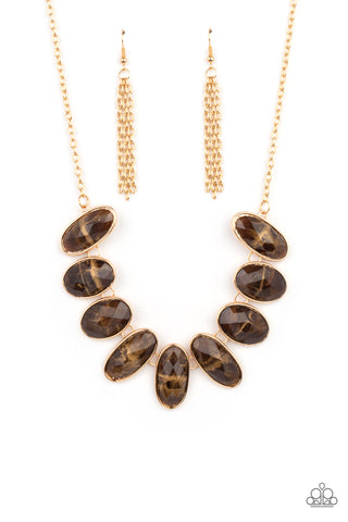 Paparazzi Accessories Elliptical Episode - Brown Necklace & Earrings