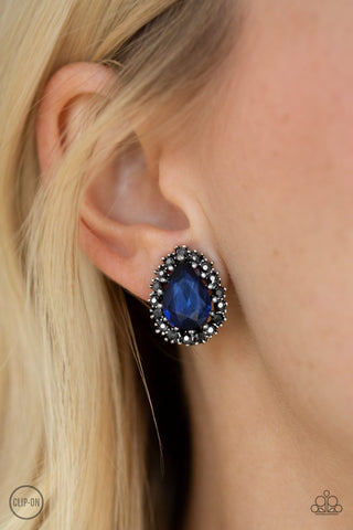 Paparazzi Accessories Quintessentially Queen - Blue CLIP ON Earrings 