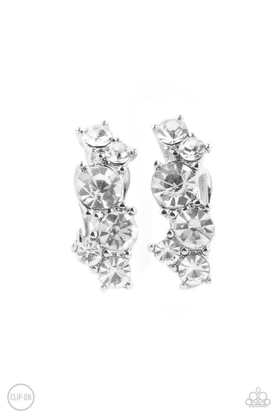 Paparazzi Accessories Cosmic Celebration - White Clip - On Earrings