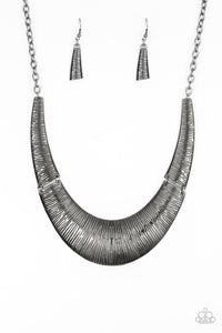Paparazzi Accessories Feast or Famine - Black Necklace & Earrings 
