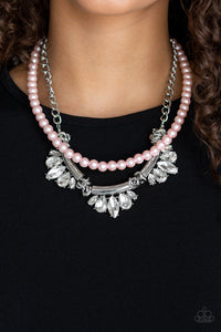 Paparazzi Accessories Bow Before The Queen - Pink Necklace & Earrings 