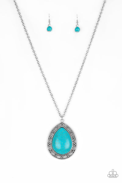 Paparazzi Accessories Full Frontier - Blue Necklace & Earrings 