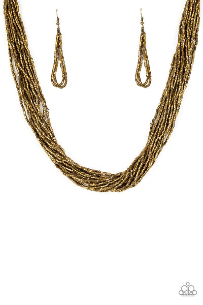 Paparazzi Accessories The Speed of STARLIGHT - Brass Necklace & Earrings 