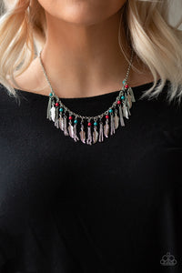 Paparazzi Accessories Feathered Ferocity - Multi Necklace & Earrings 