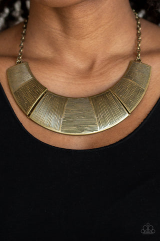 Paparazzi Accessories More Roar - Brass Necklace & Earrings 