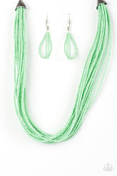 Paparazzi Accessories Wide Open Spaces - Green Necklace & Earrings 