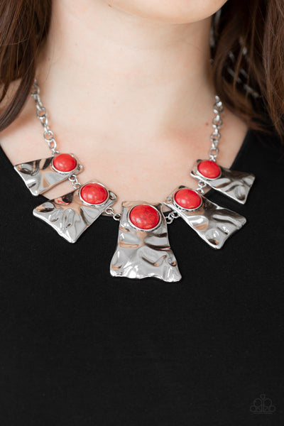 Paparazzi Accessories Cougar - Red Necklace & Earrings 