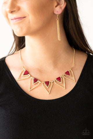 Paparazzi Accessories The Pack Leader - Red Necklace & Earrings 