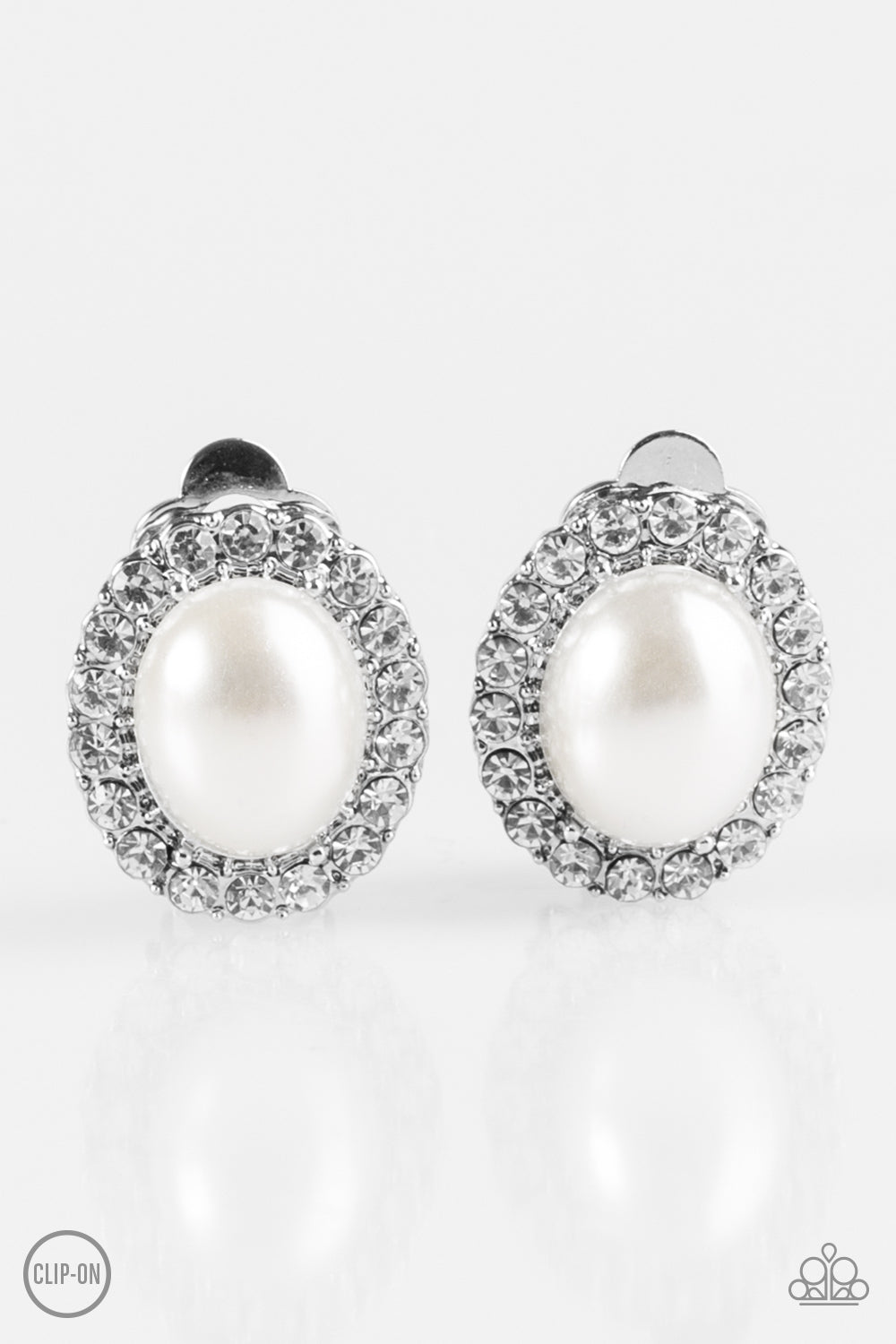 Paparazzi Accessories Romantically Regal - White Clip-On Earrings 