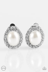 Paparazzi Accessories Romantically Regal - White Clip-On Earrings 