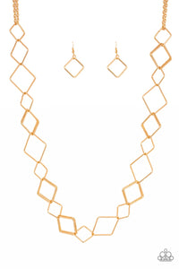 Paparazzi Accessories Backed Into A Corner - Gold Necklace & Earrings 