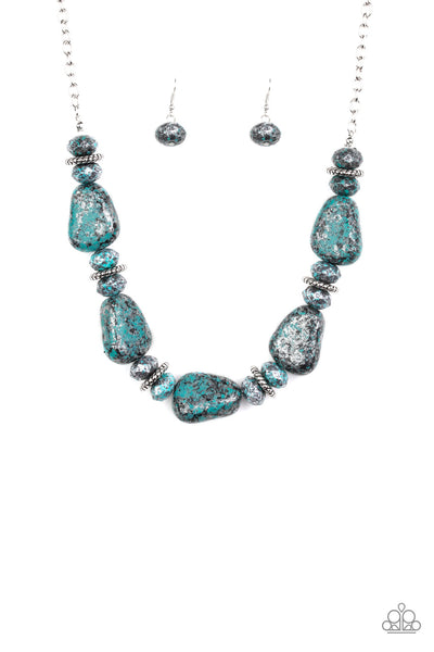 Paparazzi Accessories Prehistoric Fashionista - Blue Necklace & Earrings 