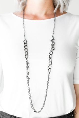 Paparazzi Accessories Mega Megacity - Black Necklace & Earrings 