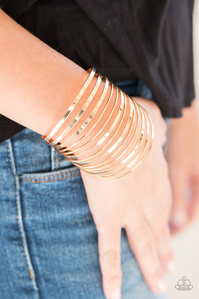 Paparazzi Accessories Front Line Shine - Gold Bracelet 