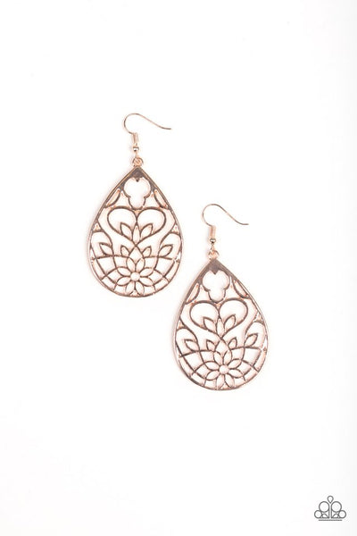 Paparazzi Accessories Lovely Lotus - Rose Gold Earrings 