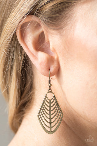 Paparazzi Accessories Right On TRACKER - Brass Earrings 