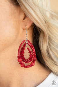 Paparazzi Accessories Prana Party - Red Earrings 