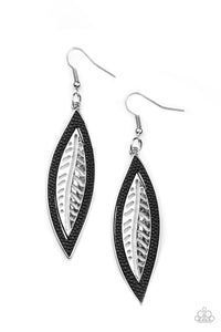 Paparazzi Accessories Leather Lagoon - Black Earrings