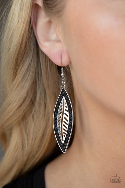 Paparazzi Accessories Leather Lagoon - Black Earrings