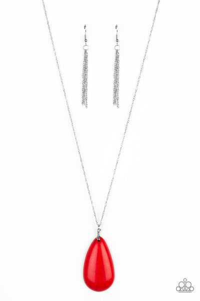 Paparazzi Accessories Stone River - Red Necklace & Earrings 