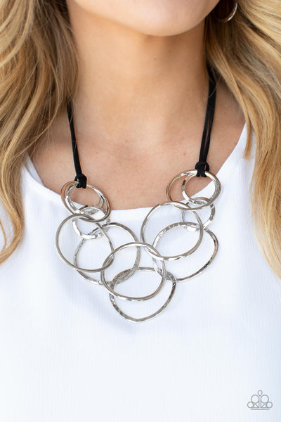 Paparazzi Accessories Spiraling Out of COUTURE - Silver Necklace & Earrings