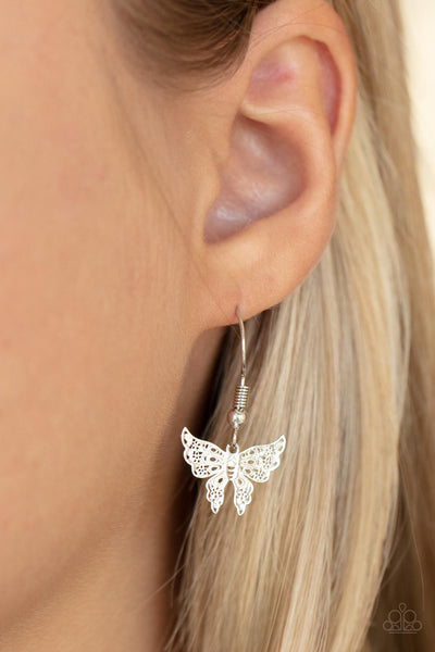 Paparazzi Accessories Bountiful Butterflies - White Necklace & Earrings