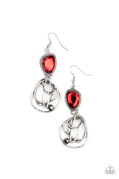 Paparazzi Accessories Galactic Drama - Red Earrings