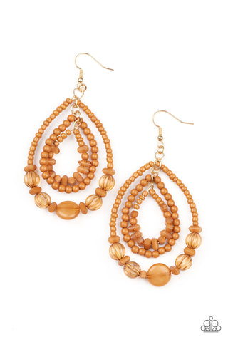 Paparazzi Accessories Prana Party - Brown Earrings