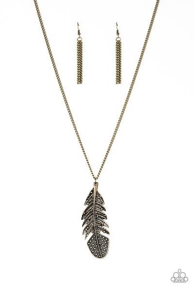 Paparazzi Accessories Free Bird - Brass Necklace & Earrings 