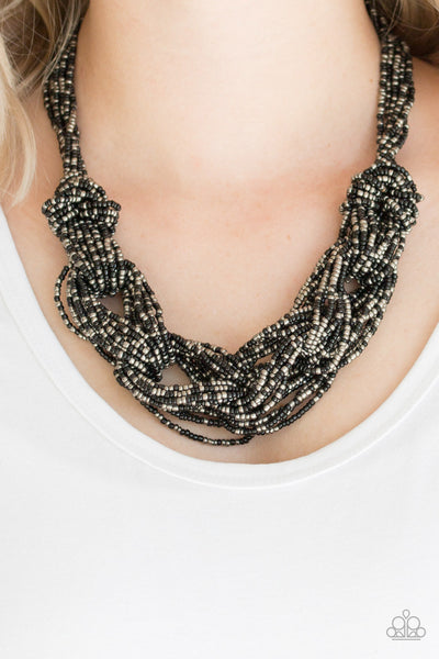 Paparazzi Accessories City Catwalk - Black Necklace & Earrings 