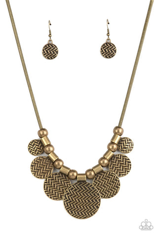 Paparazzi Accessories Indigenously Urban - Brass Necklace & Earrings