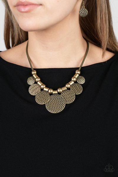Paparazzi Accessories Indigenously Urban - Brass Necklace & Earrings
