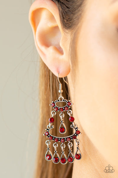 Paparazzi Accessories Chandelier Shimmer - Red Earrings 