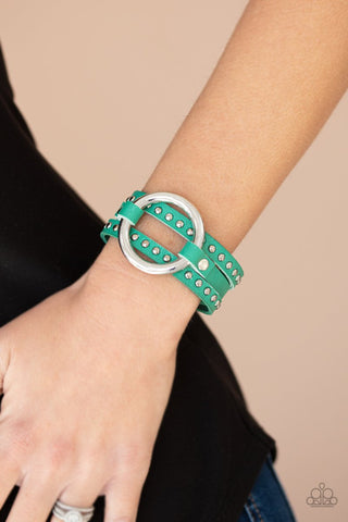 Paparazzi Accessories Studded Statement-Maker - Green Bracelet 