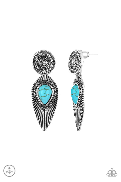 Paparazzi Accessories Fly Into The Sun - Blue Post Earrings 