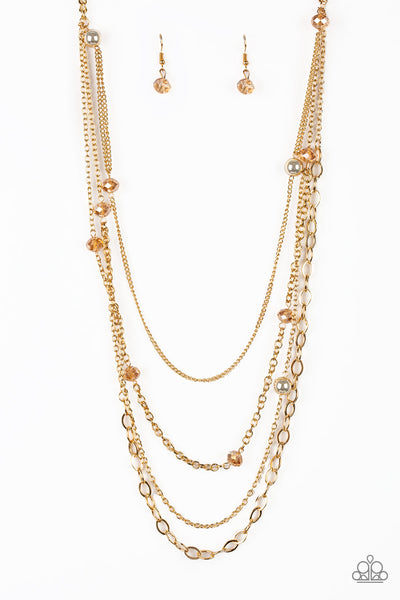 Paparazzi Accessories Glamour Grotto - Gold Necklace & Earrings 