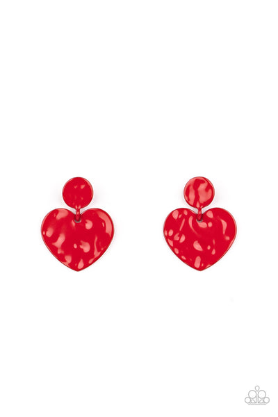 Paparazzi Accessories Just a Little Crush - Red Earrings
