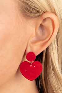 Paparazzi Accessories Just a Little Crush - Red Earrings