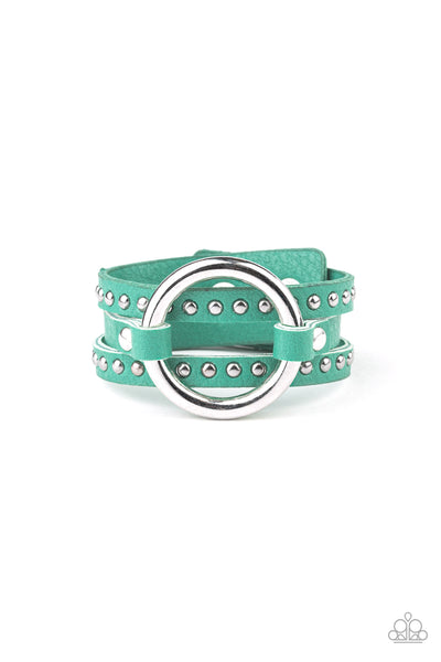 Paparazzi Accessories Studded Statement-Maker - Green Bracelet 