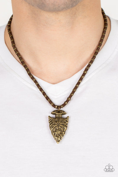 Paparazzi Accessories Get Your ARROWHEAD in the Game - Brass Necklace