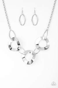 Paparazzi Accessories Modern Mechanics - Silver Necklace & Earrings 