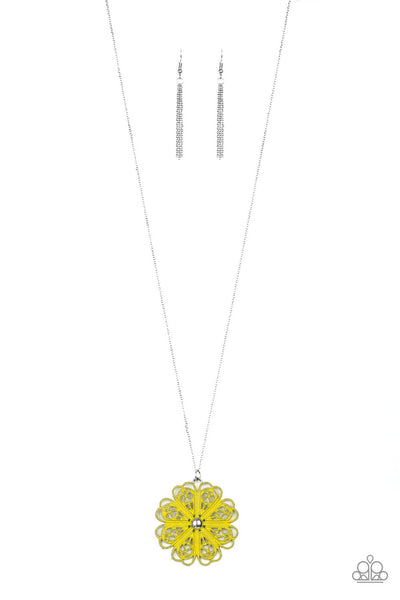 Paparazzi Accessories Spin Your PINWHEELS - Yellow Necklace & Earrings 