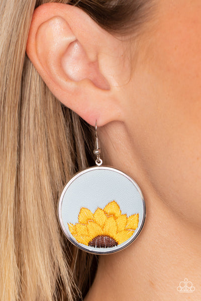 Paparazzi Accessories Sun-Kissed Sunflowers - Blue Earrings 