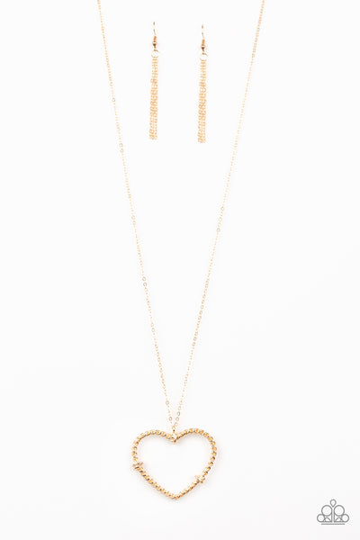 Paparazzi Accessories Straight From The Heart - Gold Necklace & Earrings 