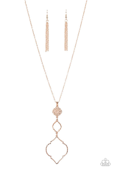 Paparazzi Accessories Marrakesh Mystery - Rose Gold Necklace & Earrings