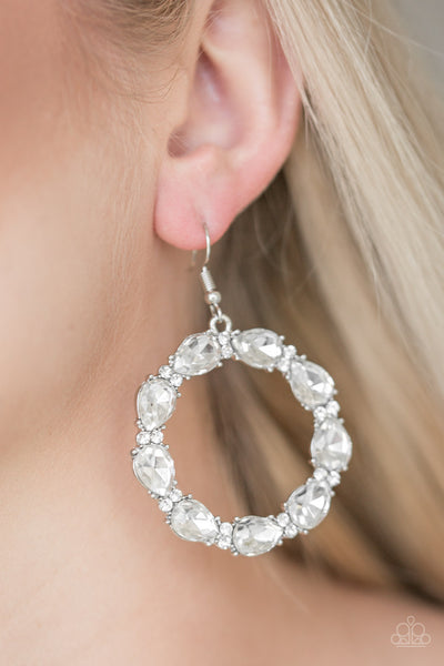 Paparazzi Accessories Ring Around The Rhinestones - White Earrings 