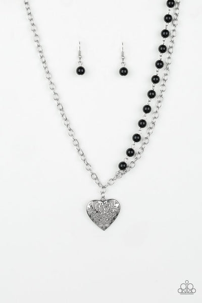 Paparazzi Accessories Forever In My Heart - Black Necklace & Earrings 