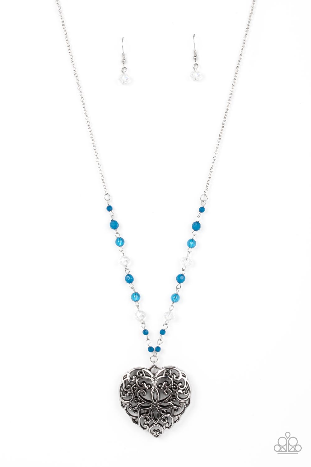 Paparazzi Accessories Doting Devotion - Blue Necklace & Earrings